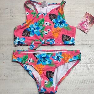 Kanu surf peggy Tropical Floral girls Swim Set size  12